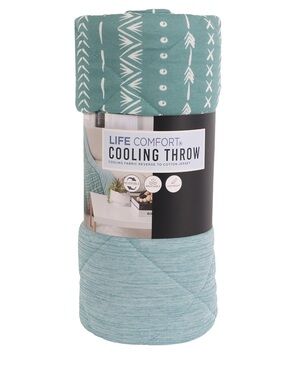 Life Comfort Cooling Throw 60 in * 70 in, Reversible, Printed, Decorative, Teal